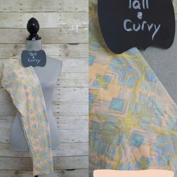 LuLaRoe Leggings Original TC - Blue, Pink, Yellow & Mint Pastel Print - Picture 1 of 1
